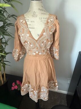 Express Dress size large Poplin Embroidered Eyelet Cottagecore Boho Coquette